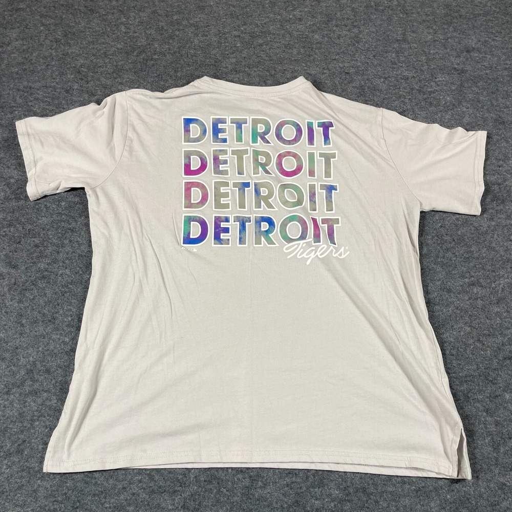 Majestic Detroit Tigers Shirt Womens Extra Large Gray Old English D Back Hit MLB